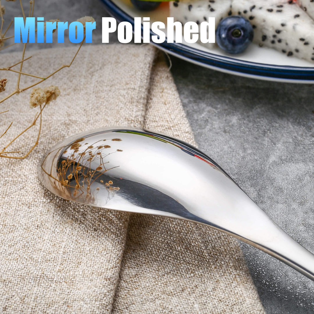 Modern Glossy Silver Flatware Set With Tea spoon
