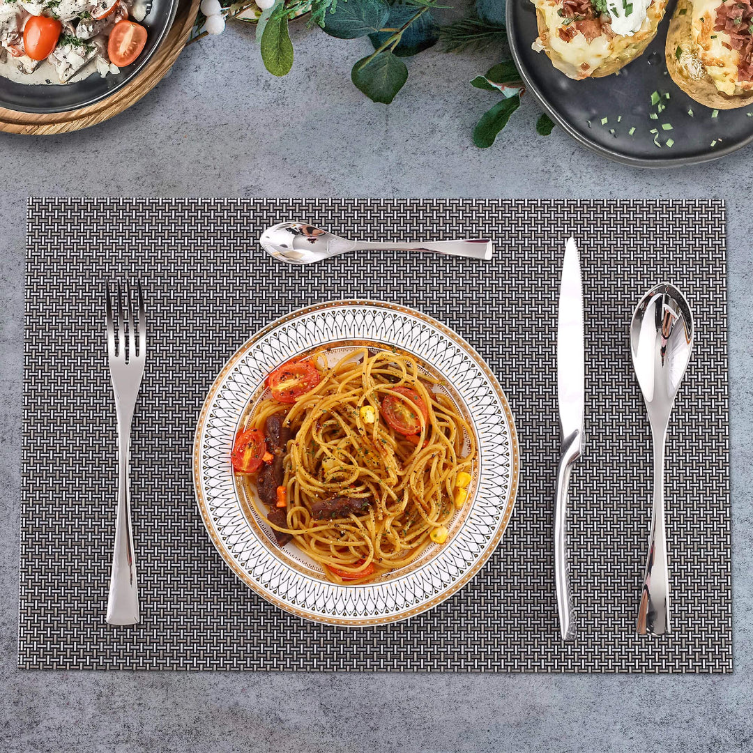 Modern Glossy Silver Flatware Set With Tea spoon