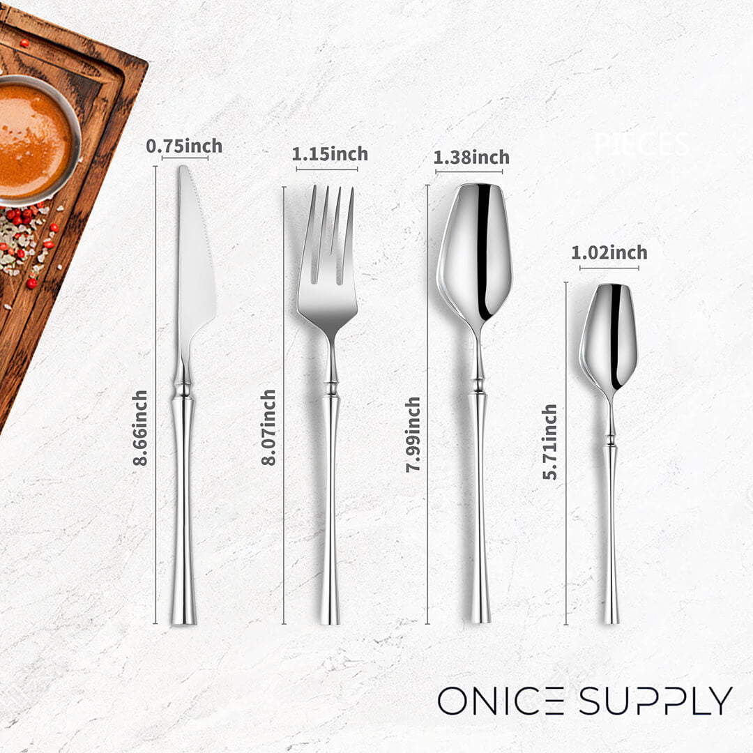 Vatican Glossy Silver Flatware Set 4PCS