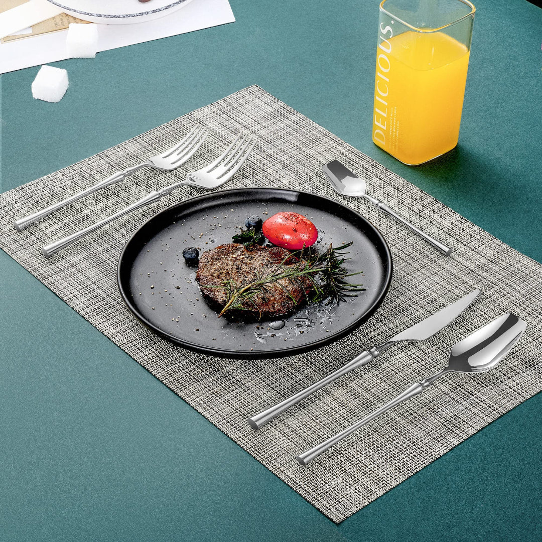 Vatican Glossy Silver Flatware Set With Tea Spoon