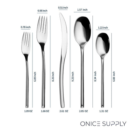 Luna Glossy Silver Flatware Set