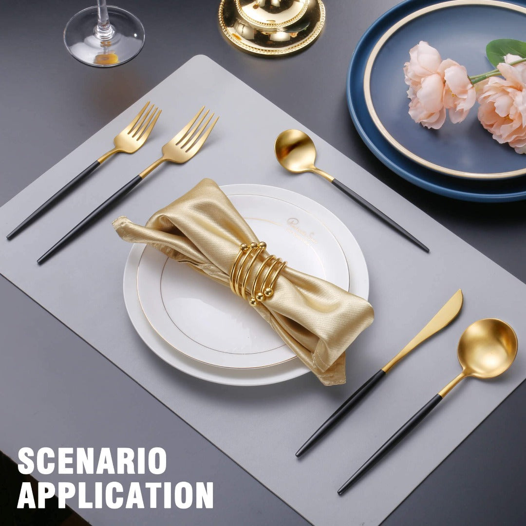 Minimalist Matte Black Gold Flatware Set