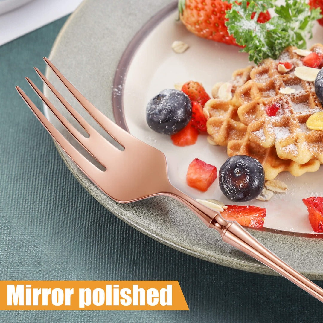 Vatican Glossy Rose Gold Flatware Set With Tea Spoon