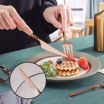Vatican Glossy Rose Gold Flatware Set With Tea Spoon