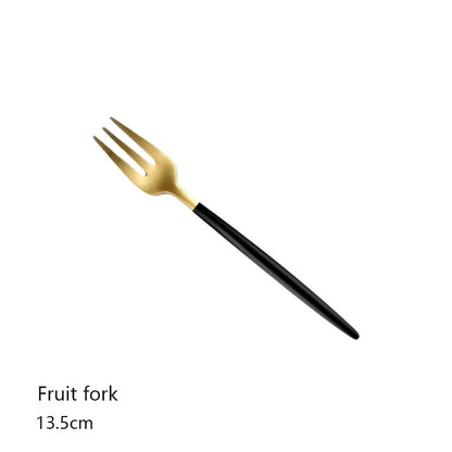 Minimalist Matte Black Gold Flatware Set