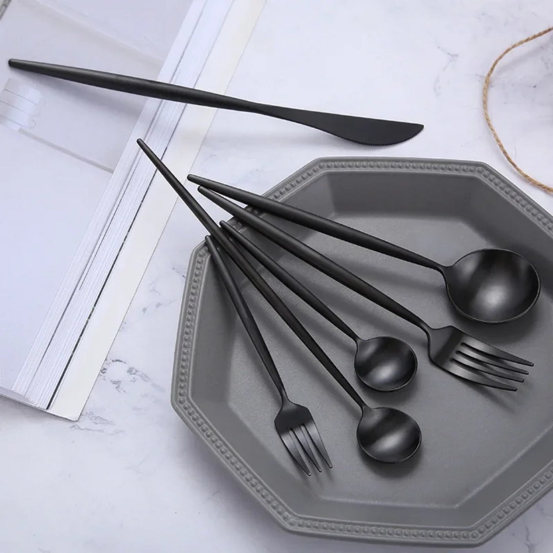 Minimalist Matte Black Flatware Set