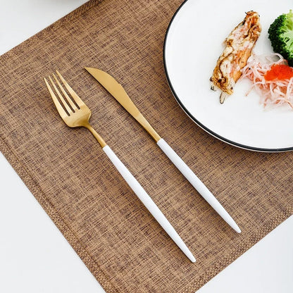 Minimalist Matte White Gold Flatware Set