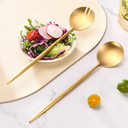 Salad Serving Matte Gold Utensils Set