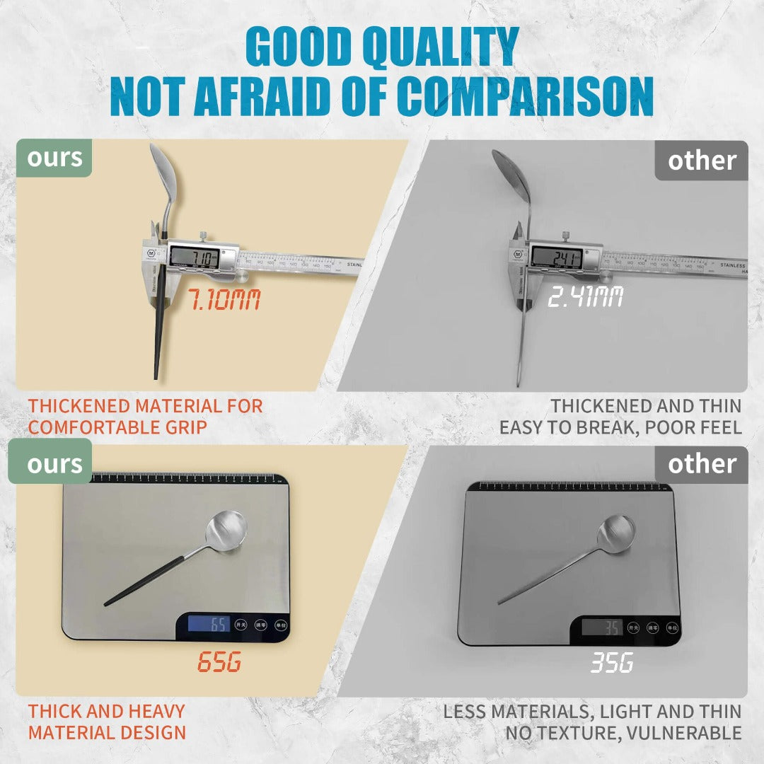 Minimalist Matte Black Silver Flatware Set