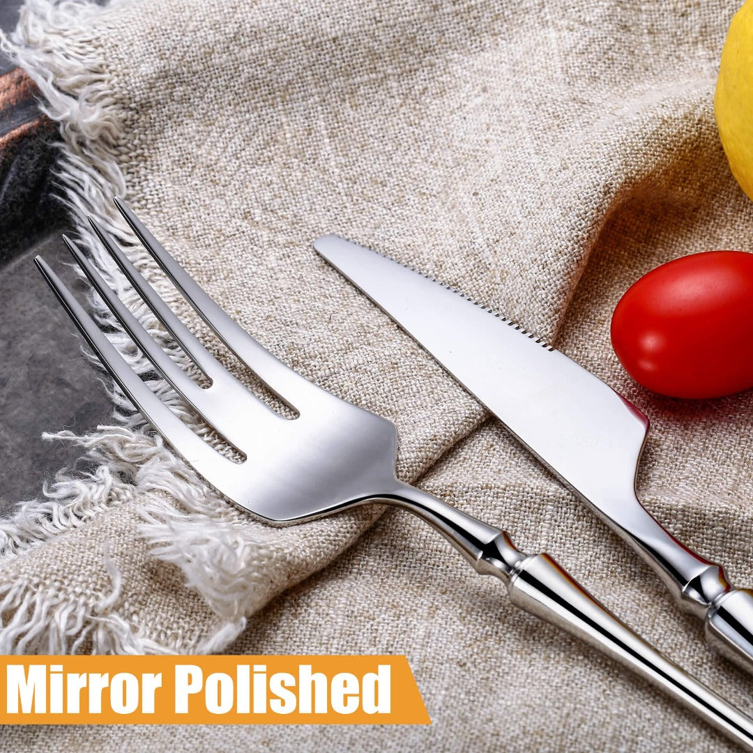 Vatican Glossy Silver Flatware Set 4PCS