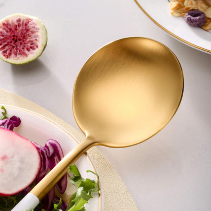 Salad Serving Matte White Gold Utensils Set