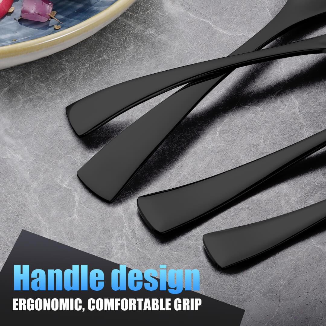 Modern Glossy Black Flatware Set