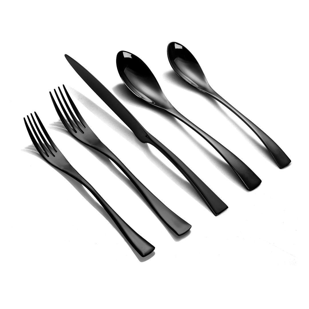 Modern Glossy Black Flatware Set