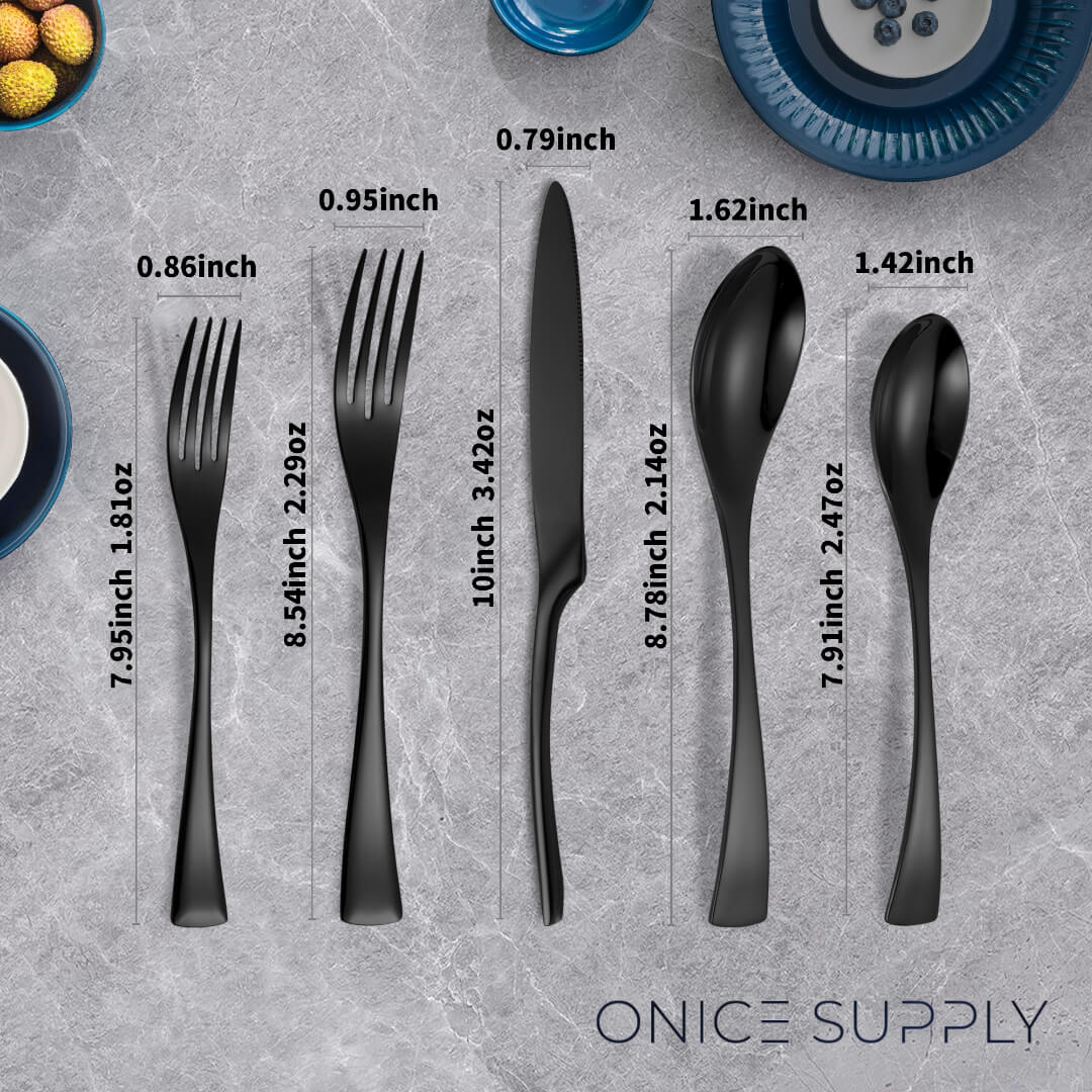 Modern Glossy Black Flatware Set