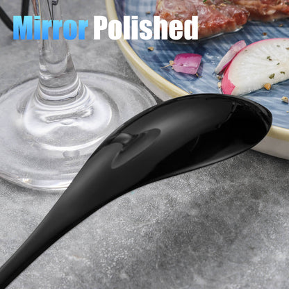 Modern Glossy Black Flatware Set