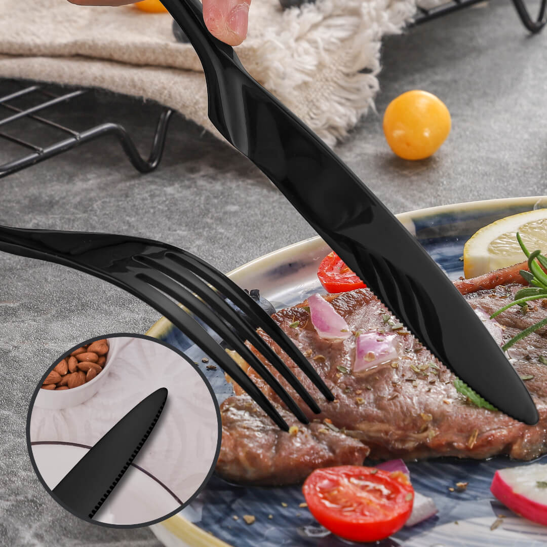 Modern Glossy Black Flatware Set