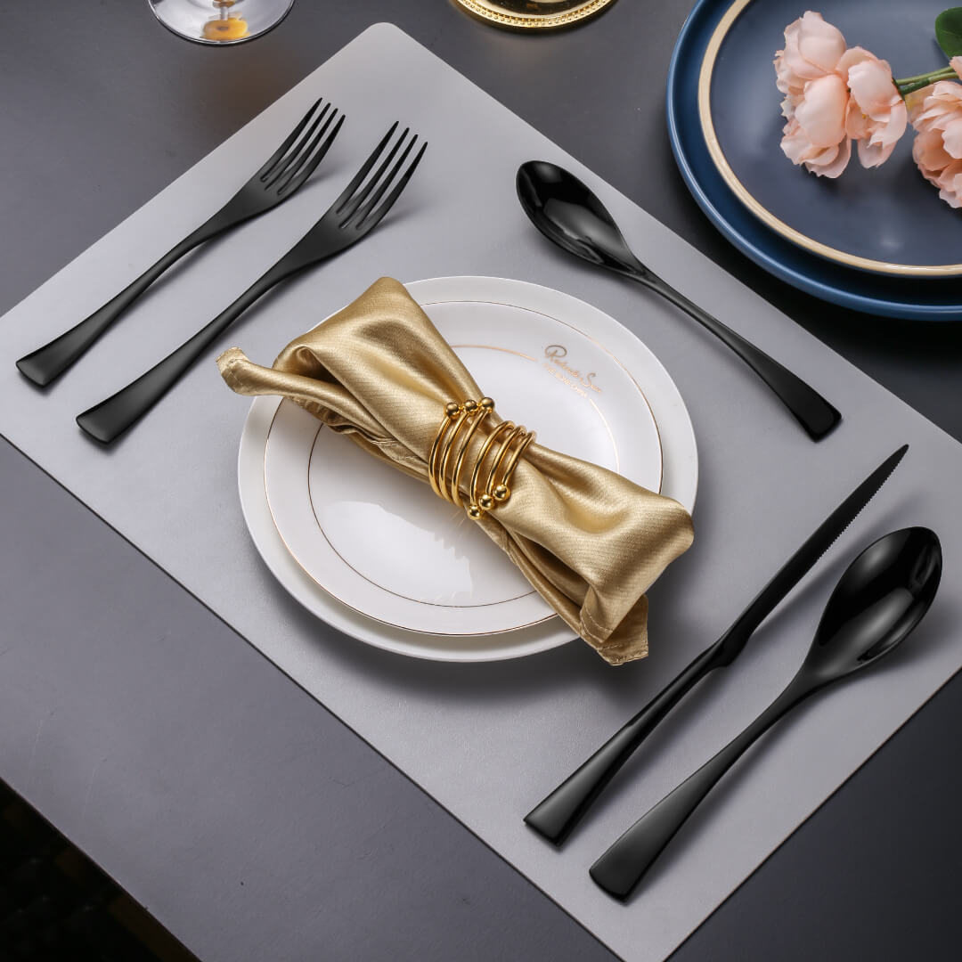 Modern Glossy Black Flatware Set