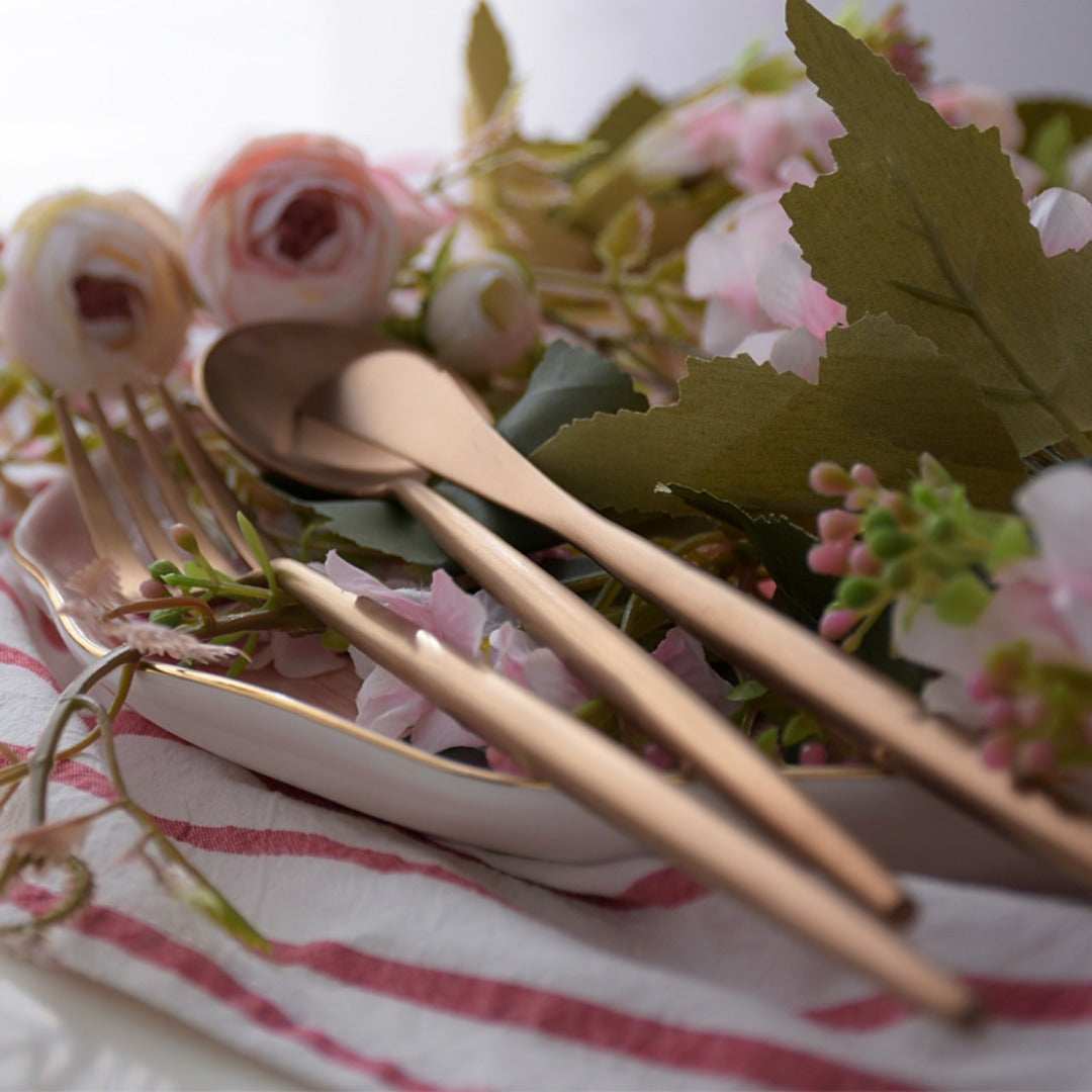 Minimalist Matte Rose Gold Flatware Set