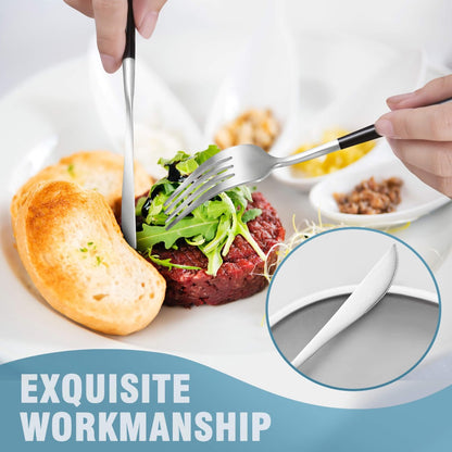 Minimalist Matte Black Silver Flatware Set