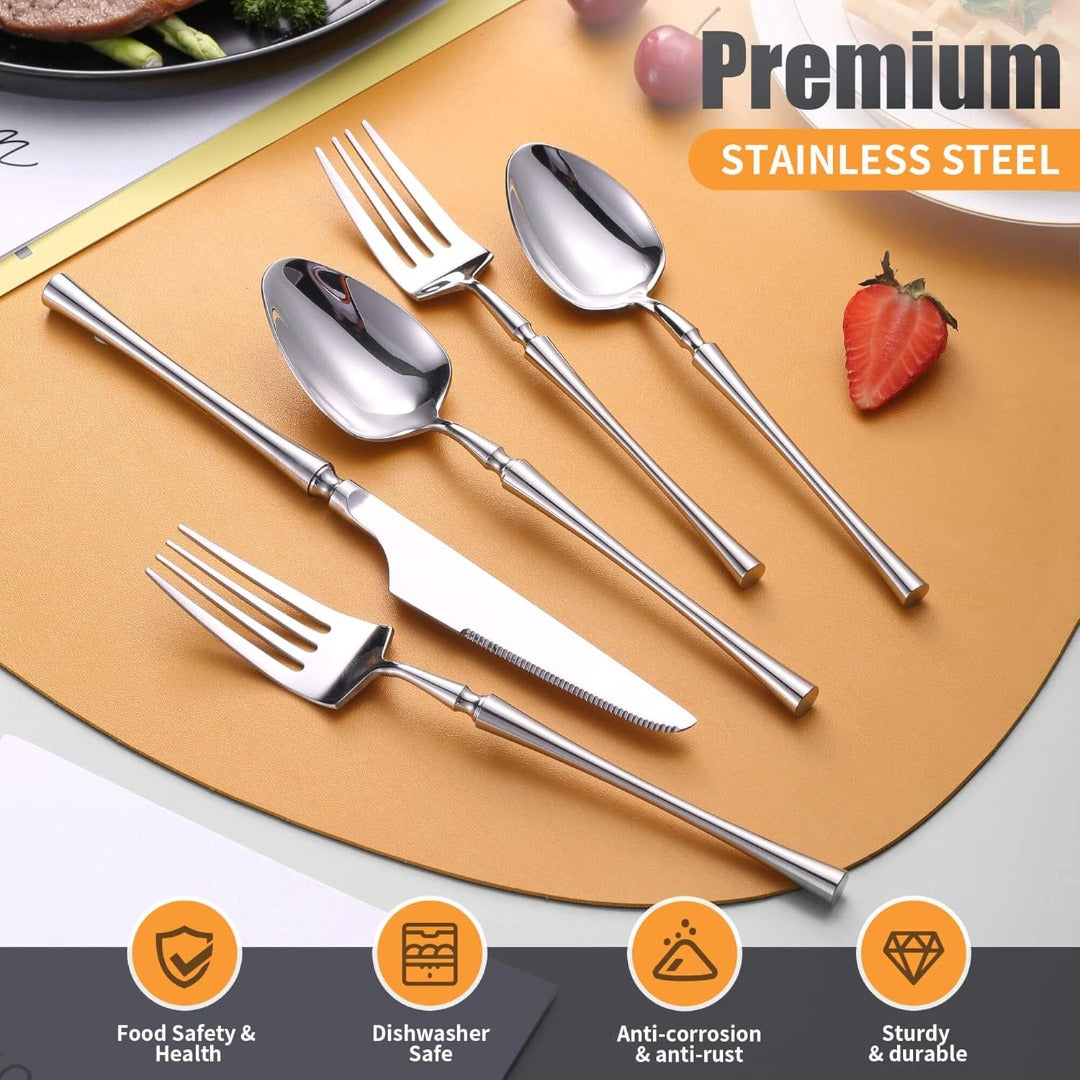 Tower Glossy Silver Flatware Set