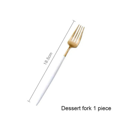 Minimalist Matte White Gold Flatware Set