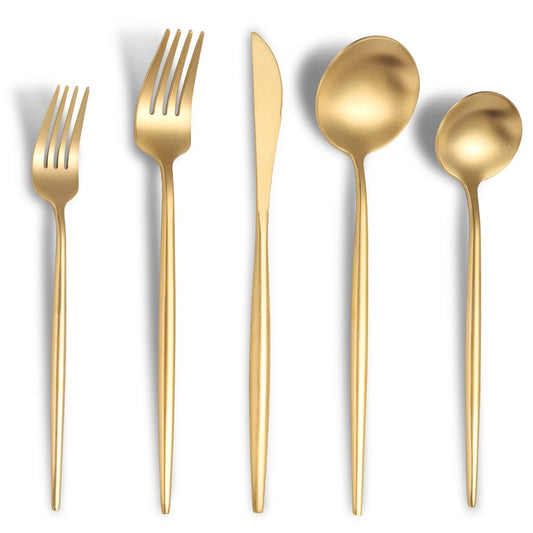 Minimalist Matte Gold Flatware Set