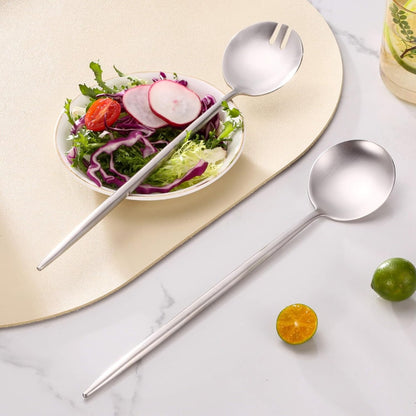 Salad Serving Matte Silver Utensils Set
