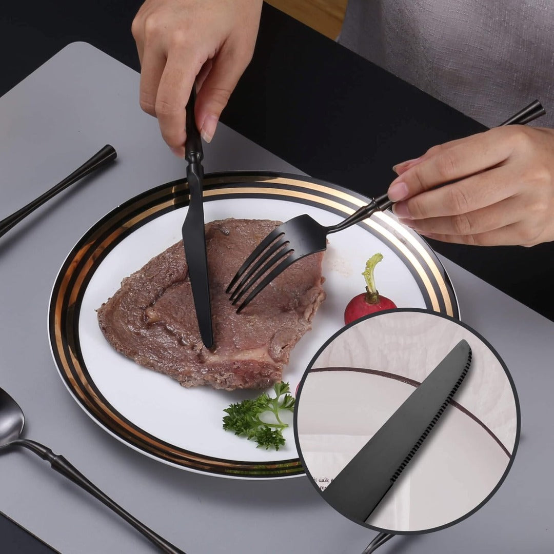Tower Matte Black Flatware Set