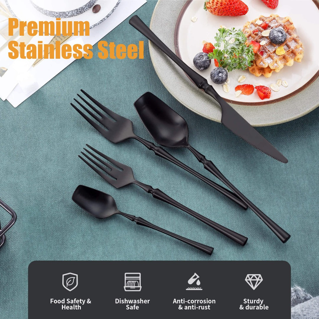 Vatican Matte Black Flatware Set With Tea Spoon