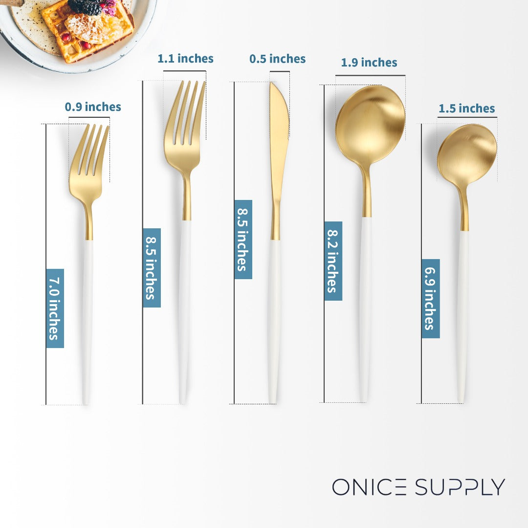 Minimalist Matte White Gold Flatware Set