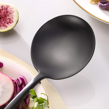 Salad Serving Matte Black Utensils Set