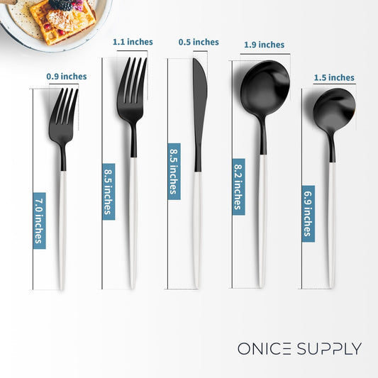 Minimalist Matte Black White Flatware Set