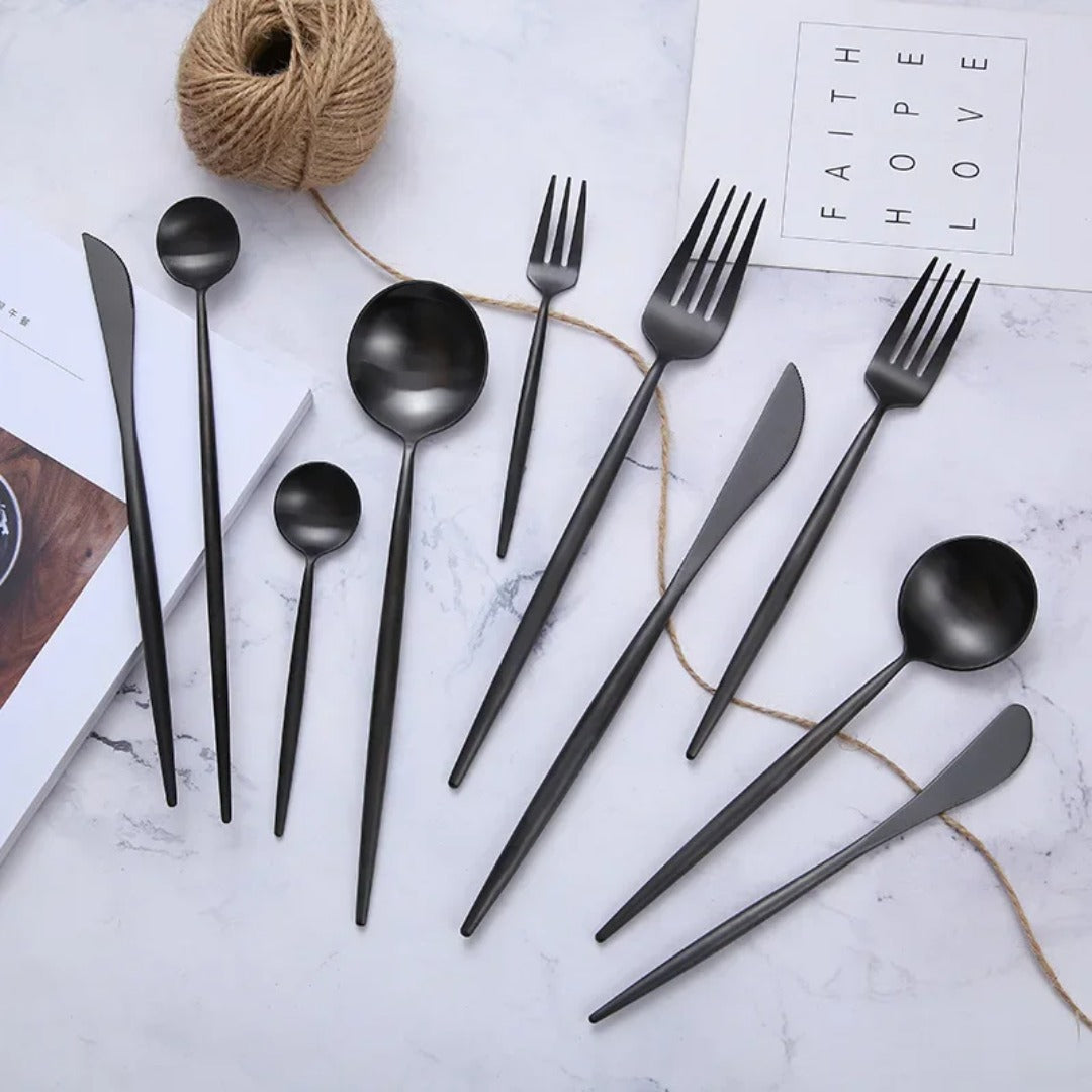Minimalist Matte Black Flatware Set