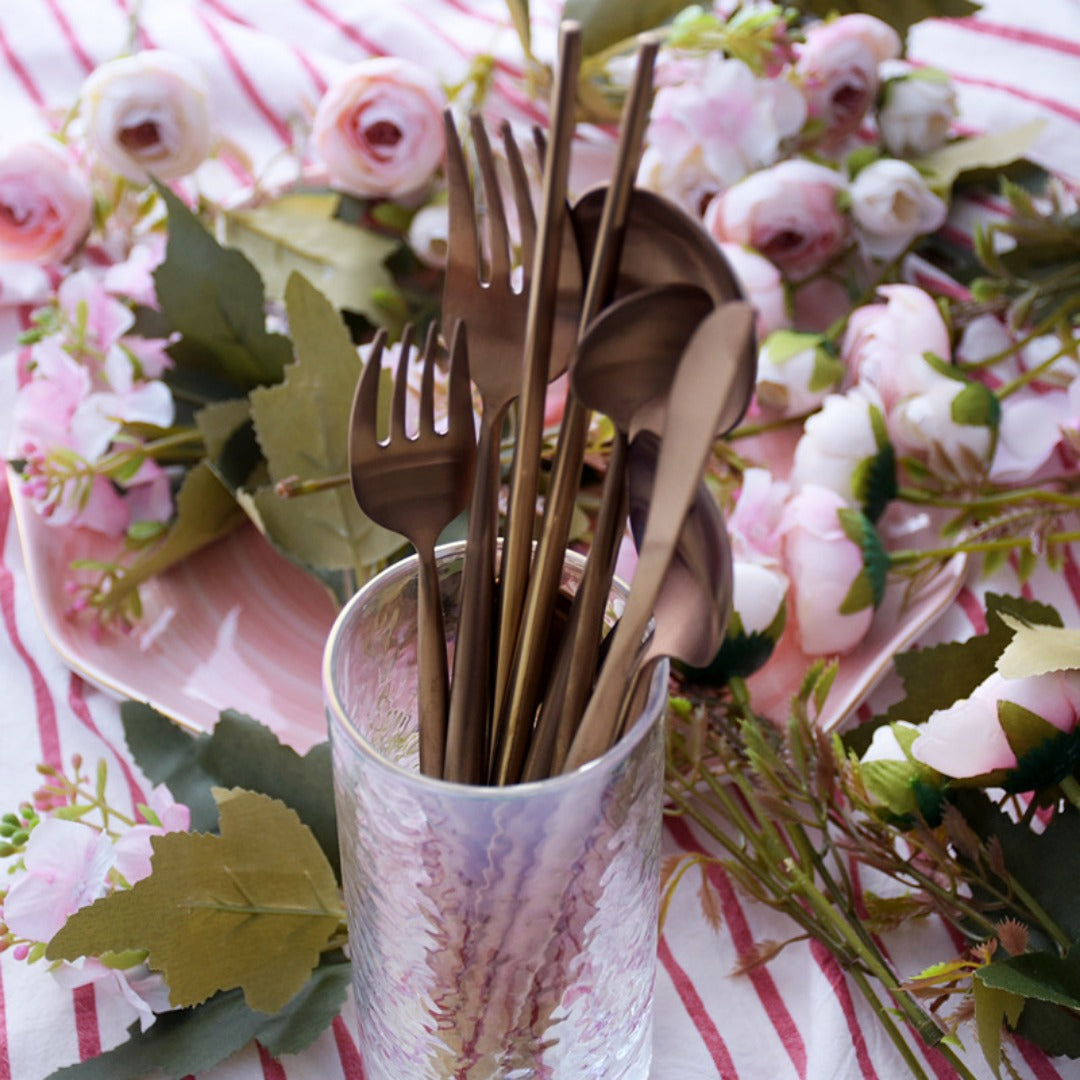 Minimalist Matte Rose Gold Flatware Set