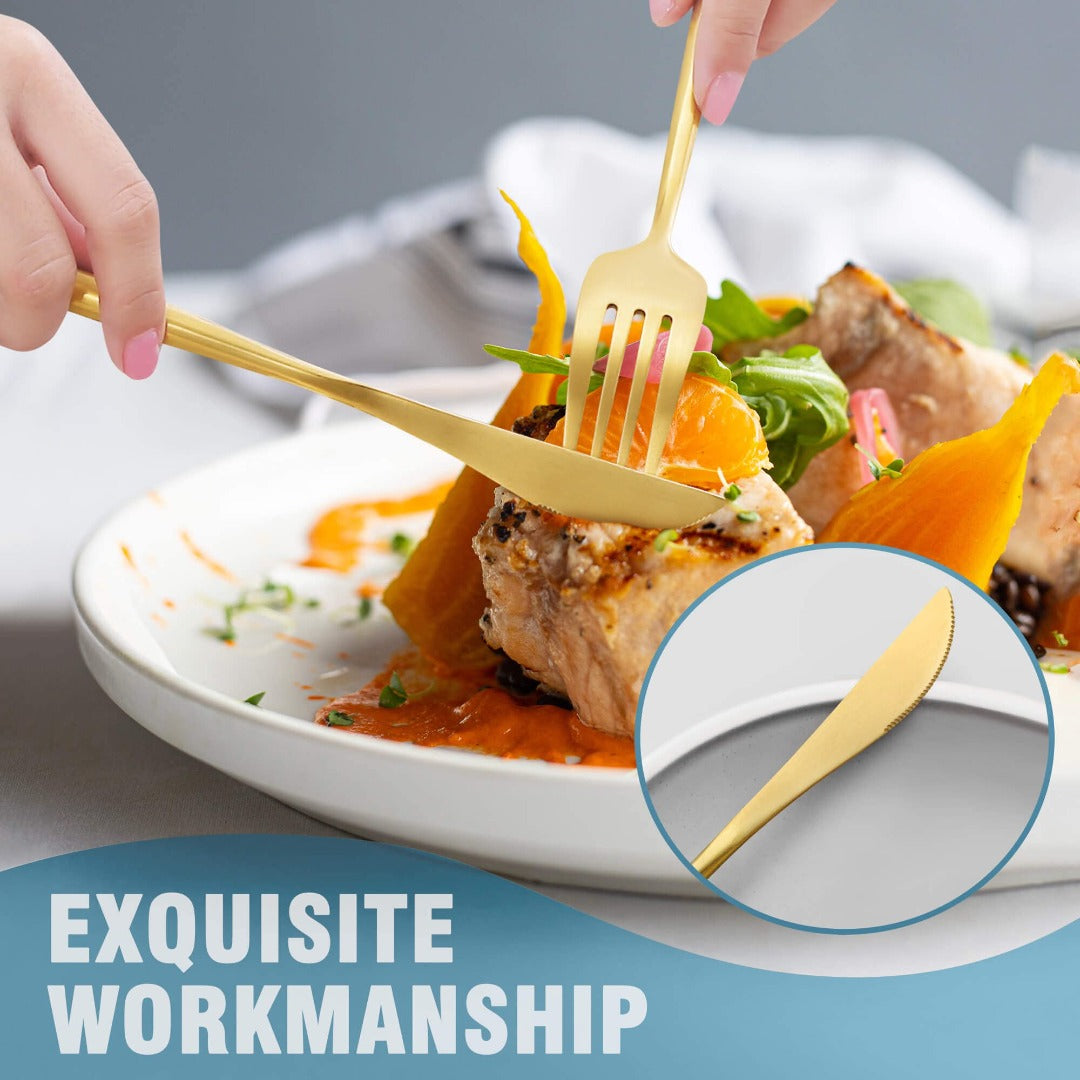 Minimalist Matte Gold Flatware Set