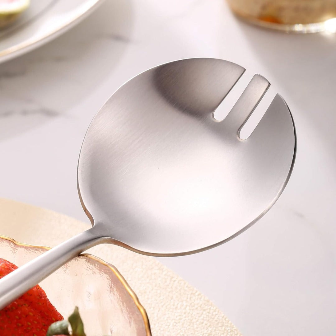 Salad Serving Matte Silver Utensils Set