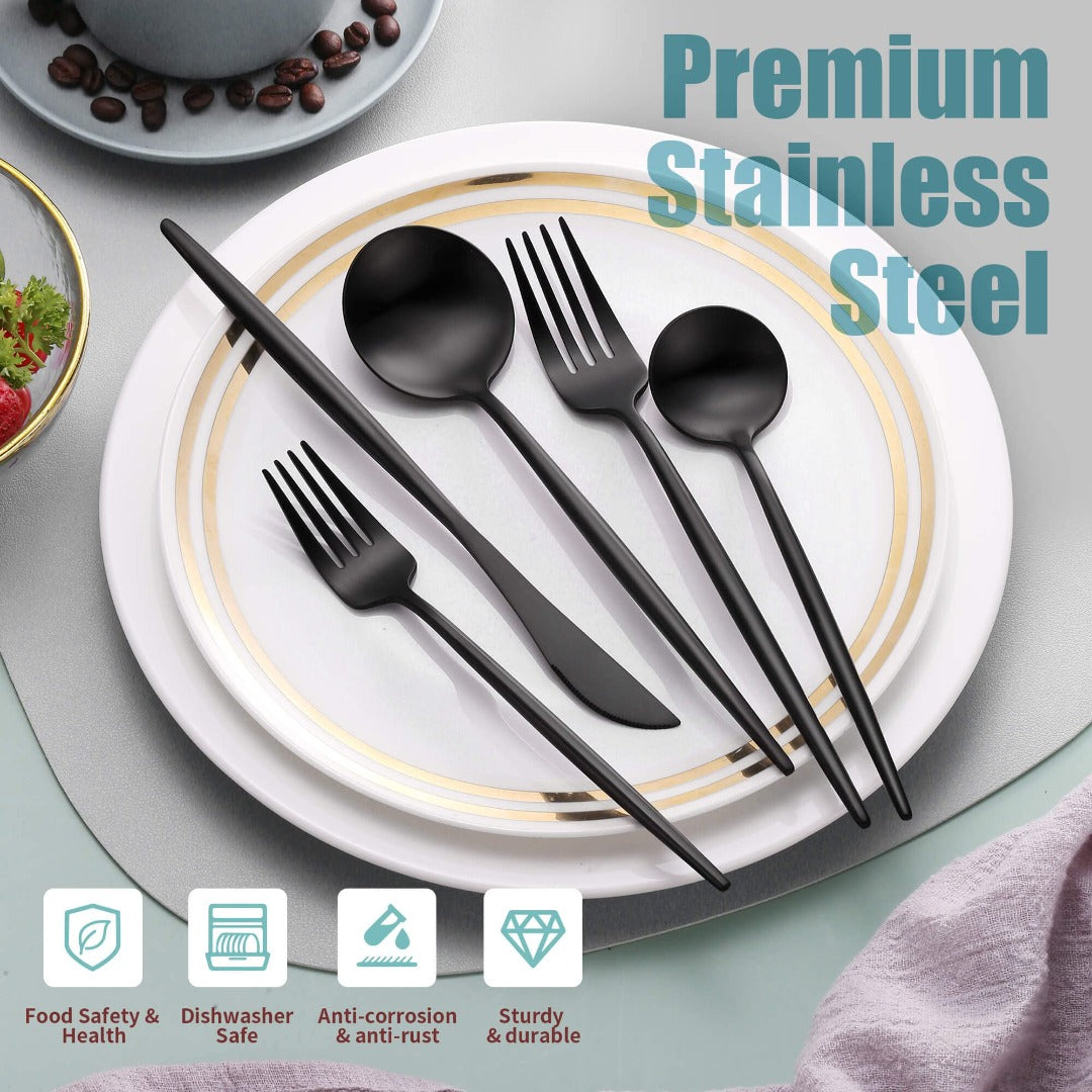 Minimalist Matte Black Flatware Set