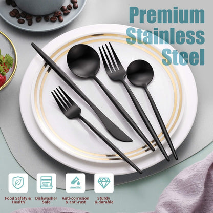 Minimalist Matte Black Flatware Set