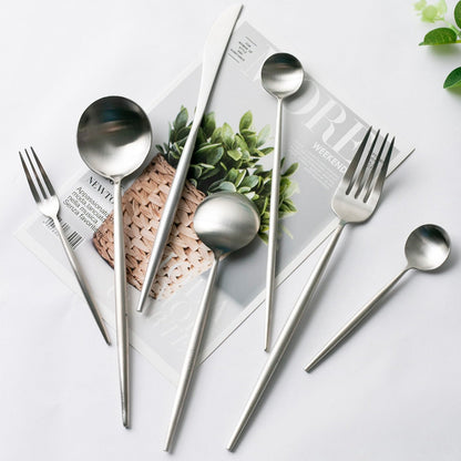 Minimalist Matte Silver Flatware Set