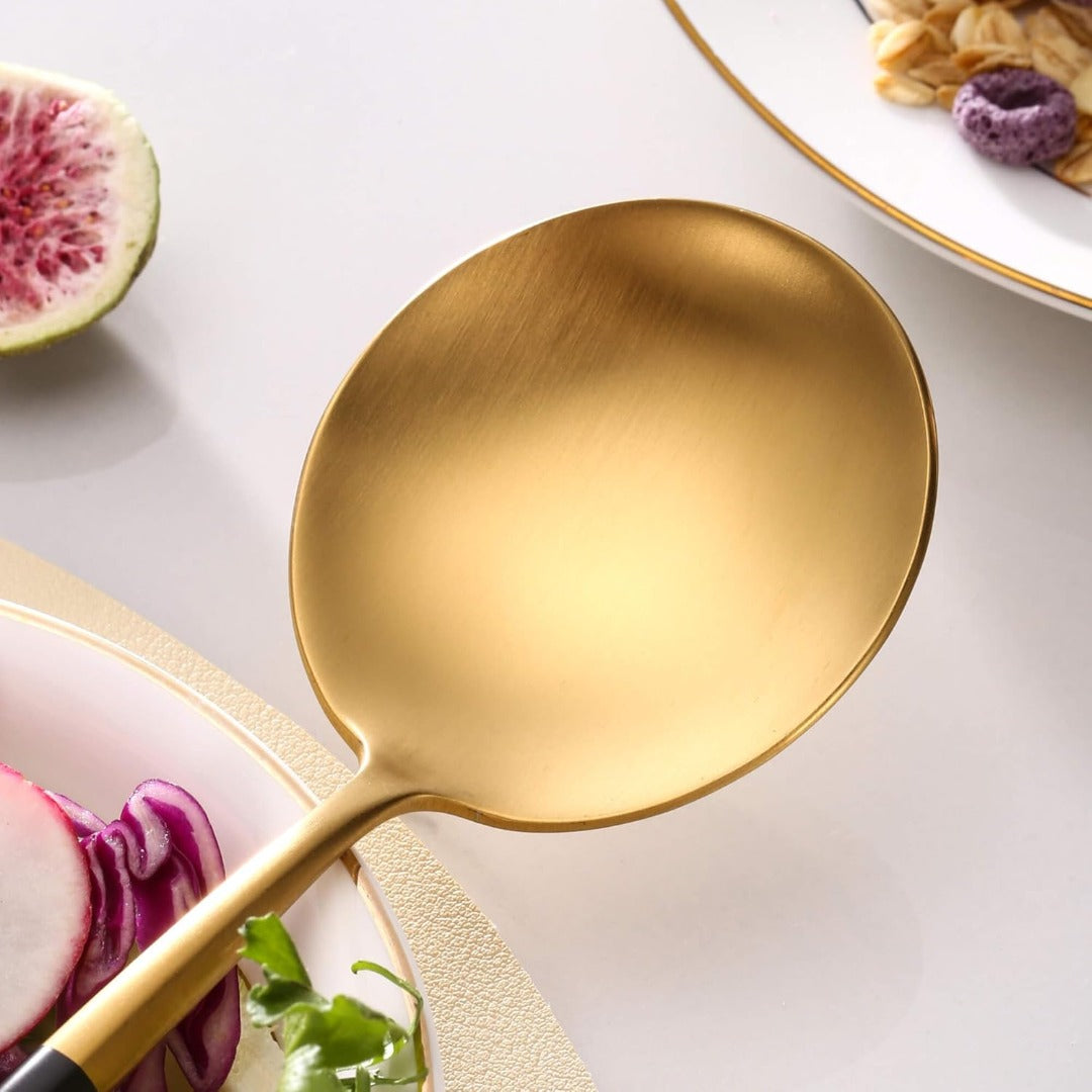 Salad Serving Matte Black Gold Utensils Set