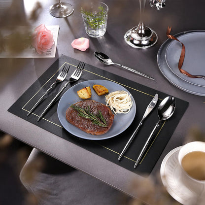 Sparkling Hammered Glossy Silver Flatware Set