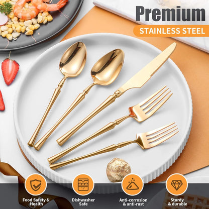 Tower Glossy Gold Flatware Set