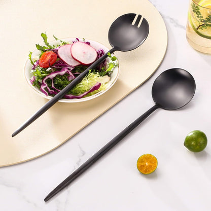Salad Serving Matte Black Utensils Set