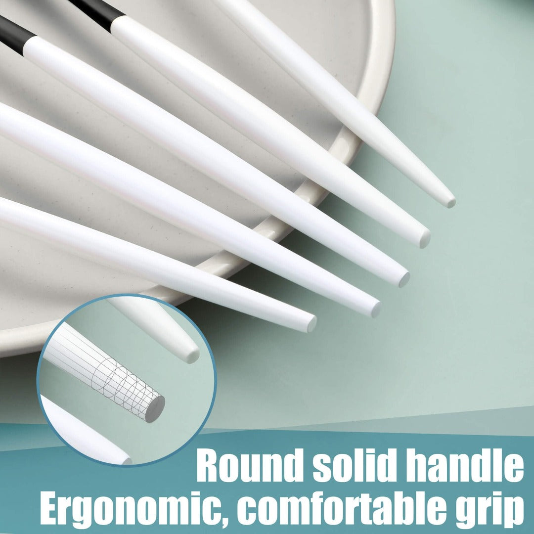 Minimalist Matte Black White Flatware Set