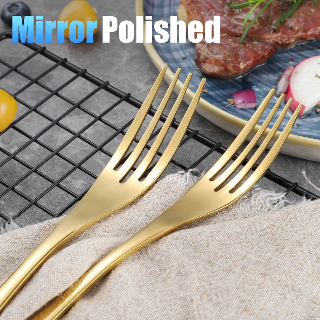 Modern Glossy Gold Flatware Set