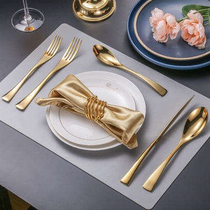 Modern Glossy Gold Flatware Set