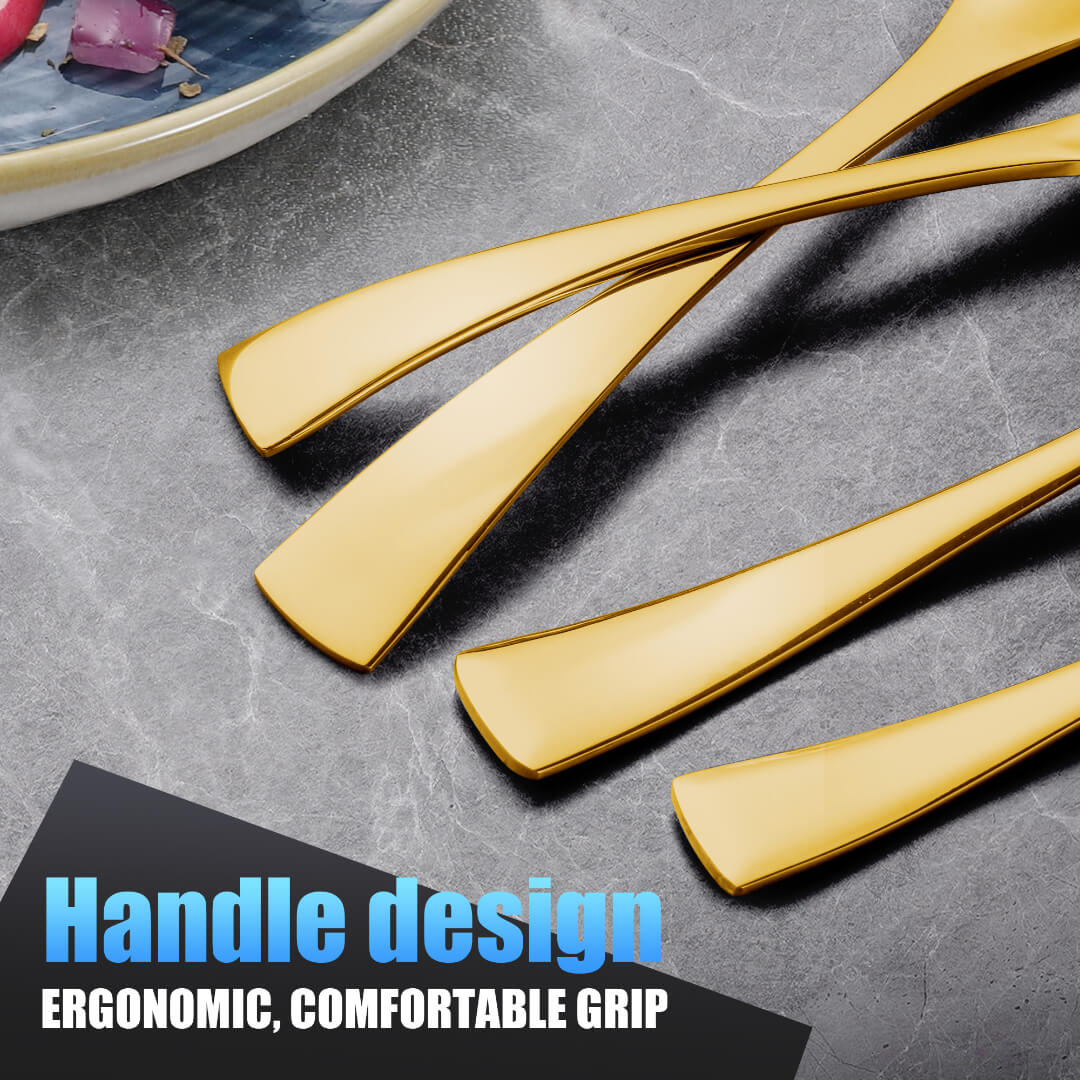 Modern Glossy Gold Flatware Set