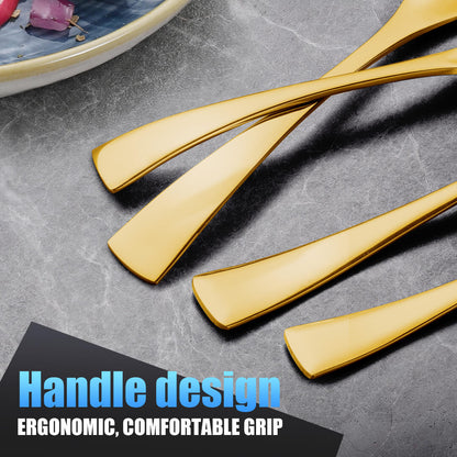 Modern Glossy Gold Flatware Set