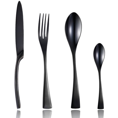 Kaya Modern Mirror Black Flatware Set - Black - Lemeya