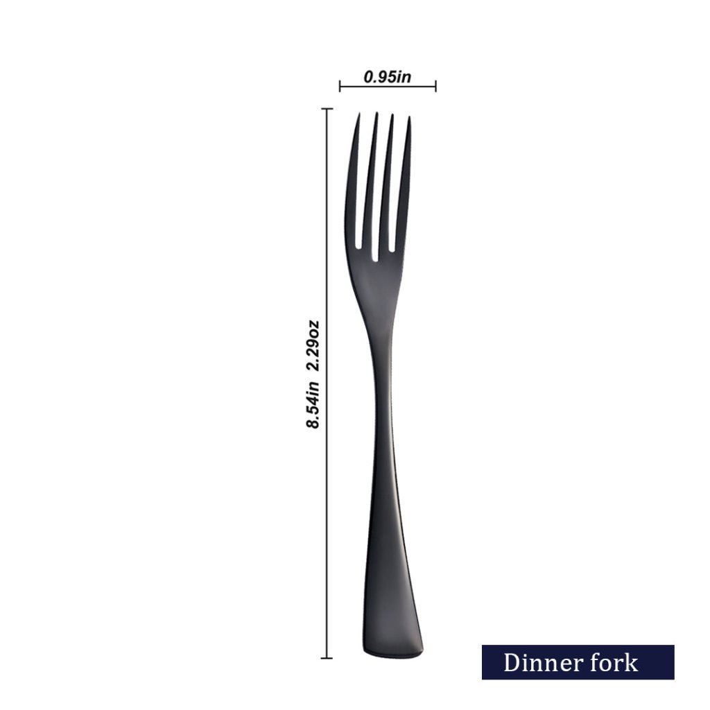 Kaya Modern Mirror Black Flatware Set - Black - Lemeya